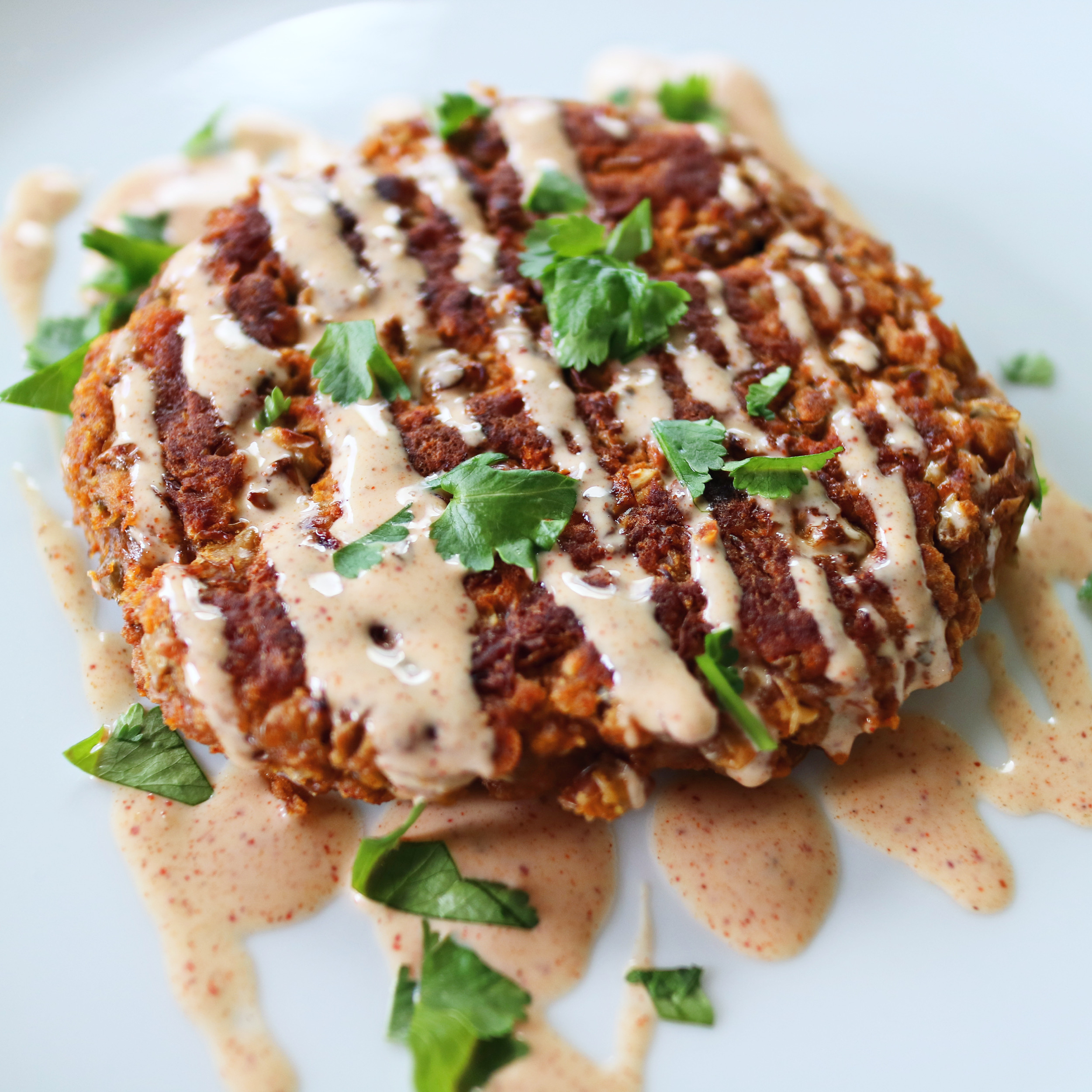 Easy lentil cakes made with lentil taco meat