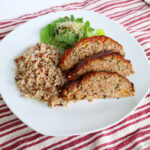 Meatloaf with hidden vegetables (zucchini, carrots, onion, pepper, greens)